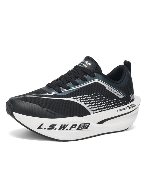 Men's Thick Sole Speed Running Shoes Lace-Up Low-Top Athletic Sneakers for Daily Training and Jogging