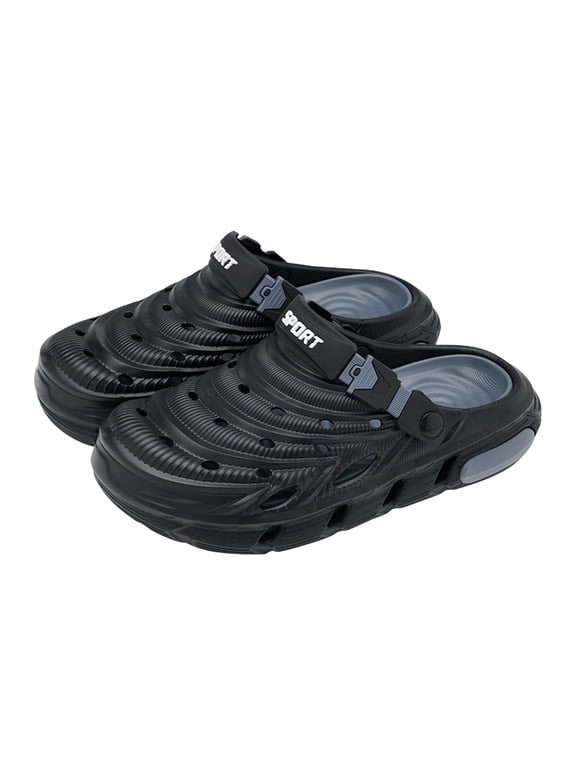 Men's Thick Soled Cloud Slides Non Slip Orthopedic Massage Slippers for Bath Shower and Outdoor Casual Wear Single Strap(Black,Size 10)