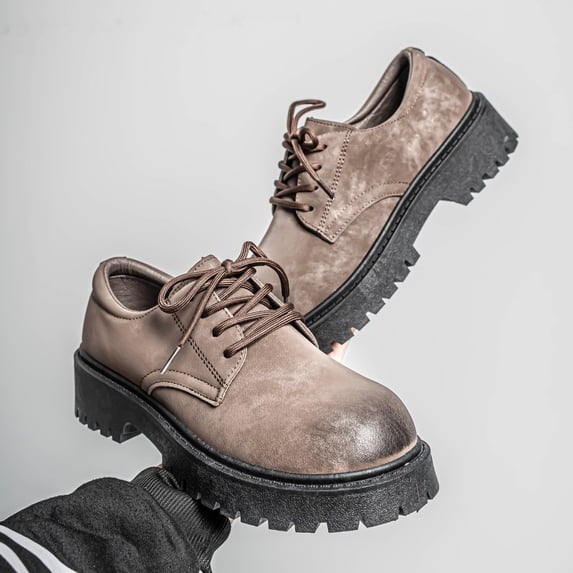 Men's Thick Soled Vintage Leather Derby Shoes