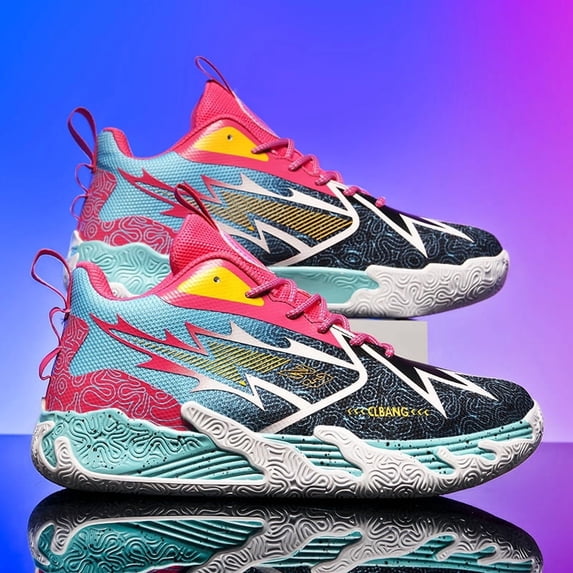 Men's Thick-Soled Wear- Basketball Shoes, Trendy Color-Blocked Breathable Sneakers, Fashionable and Versatile, and Comfortable Running Shoes, Jogging Shoes