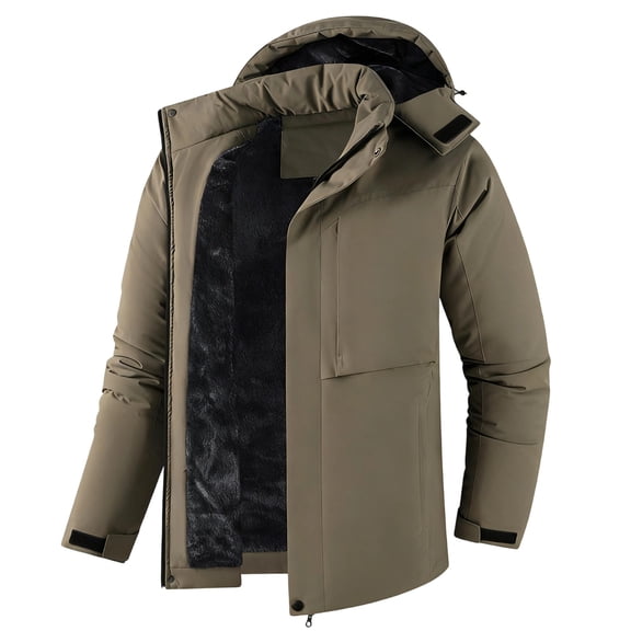 Men's Thick Winter Jackets with Hood Lining Soft Shell Jackets Army Green XXXL
