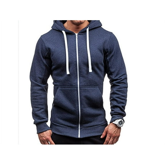 Men's Thick Zip-Up Hoodie Tracksuit Winter Warm Man Drawstring Pocket Hooded Sweatshirt Jacket Jumper Zip Slim Coat Tops