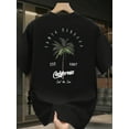 thumbnail image 1 of Men's Thickened 100% Cotton Vintage California Graphic T-Shirt - Santa Barbara Palm Trees and "Sound of the Sun" Print, Loose Large Size Spring and Summer Casual Short Sleeve T-Shirt,, 1 of 8