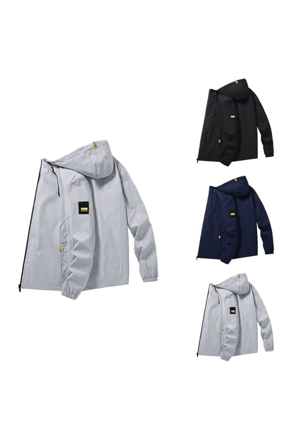 Men's Thickened Thermal Down Jacket Liner, Warm Puffy Hooded Winter Coat with Windproof Fabric, Casual Autumn and Winter Outerwear, Blue Overcoat Style