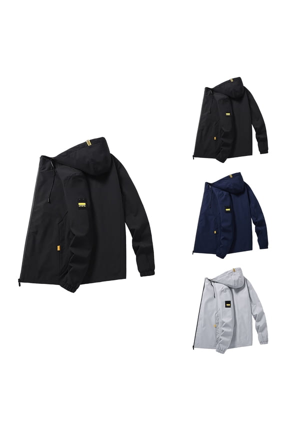 Men's Thickened Thermal Down Jacket Liner, Warm Puffy Hooded Winter Coat with Windproof Fabric, Casual Autumn and Winter Outerwear, Blue Overcoat Style