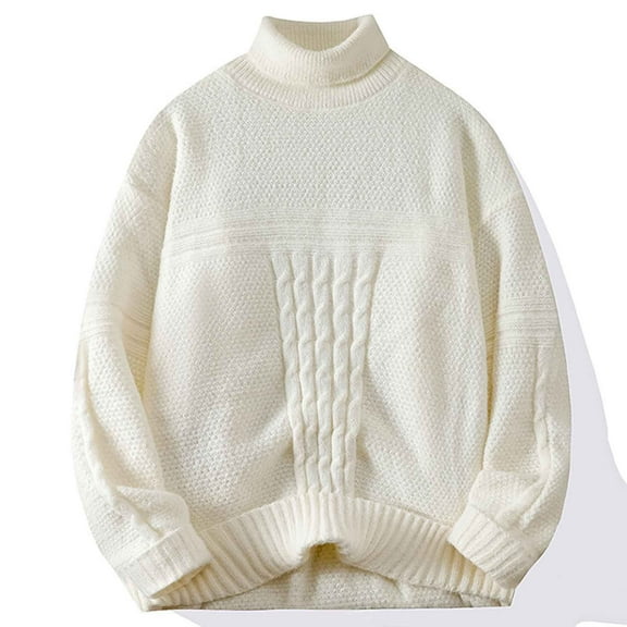 Men's Thickened Turtleneck Knit Pullover Sweater Winter Long Sleeve Heavyweight Warm