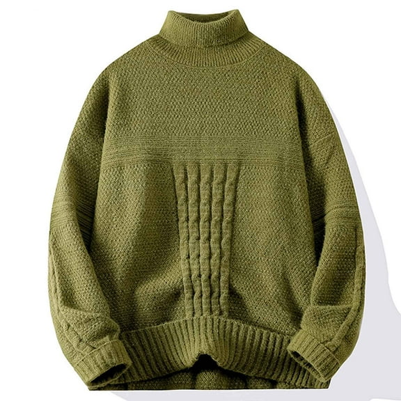 Men's Thickened Turtleneck Knit Pullover Sweater Winter Long Sleeve Heavyweight Warm