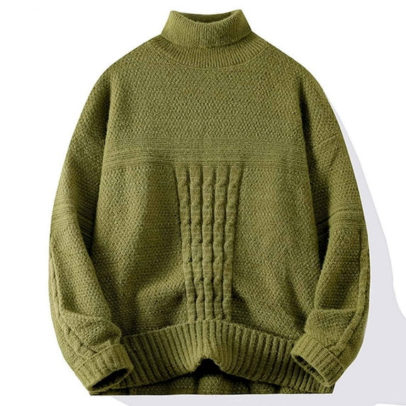 Men's Thickened Turtleneck Knit Pullover Sweater Winter Long Sleeve Heavyweight Warm