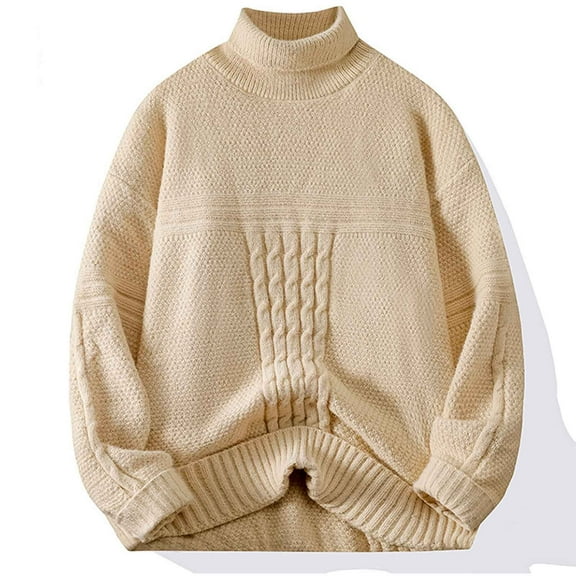 Men's Thickened Turtleneck Knit Pullover Sweater Winter Long Sleeve Heavyweight Warm