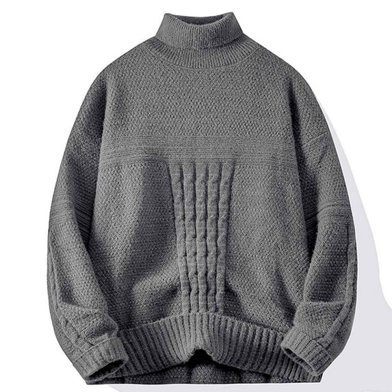 Men's Thickened Turtleneck Knit Pullover Sweater Winter Long Sleeve Heavyweight Warm