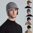 thumbnail image 1 of Men's Thickened Wool Knit Beanie Elastic Warm Winter Hat for Outdoor Activities, 1 of 8