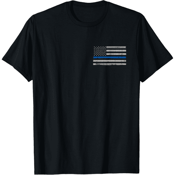Men's Thin Blue Line Flag Pocket Print Support T-Shirt