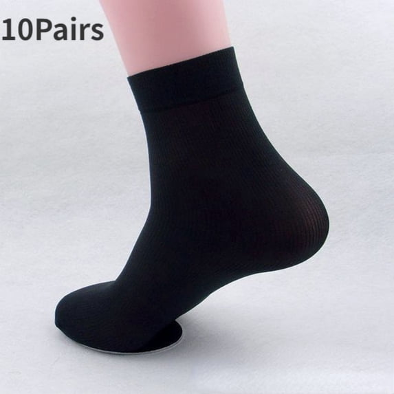 Men's Thin Elastic Ankle Socks, Breathable Lightweight Dress Socks, 10 Pairs
