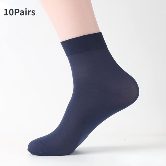 Men's Thin Elastic Ankle Socks, Breathable Lightweight Dress Socks, 10 Pairs