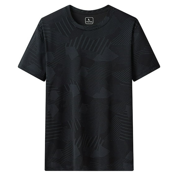 Men's Thin Ice Silk Short Sleeve T-Shirt - Quick Dry, Sports Casual - Polyester Fabric, L-XXXXXXXL Sizes - Lightweight and Breathable