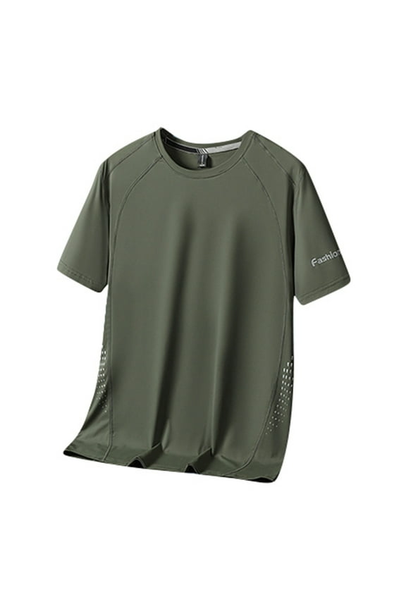 Men's Thin Ice Silk Short Sleeve T-Shirt - Quick Drying, Breathable, Skin-Friendly, Lightweight Nylon Spandex - Casual Sports - Sizes L-XXXXXL