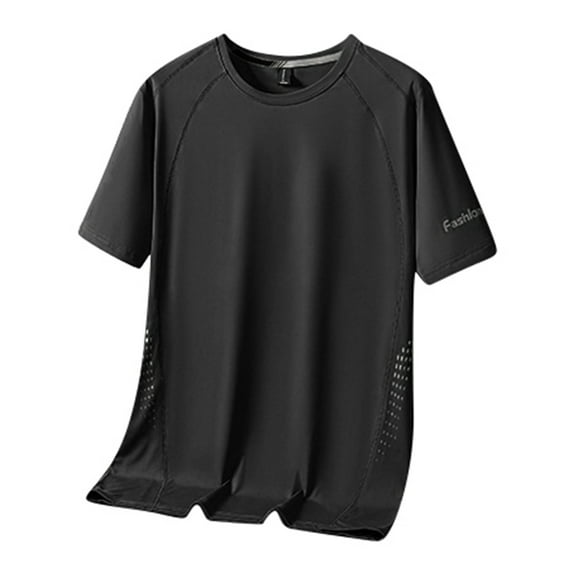 Men's Thin Ice Silk Short Sleeve T-Shirt - Quick Drying, Breathable, Skin-Friendly, Lightweight Nylon Spandex - Casual Sports - Sizes L-XXXXXL