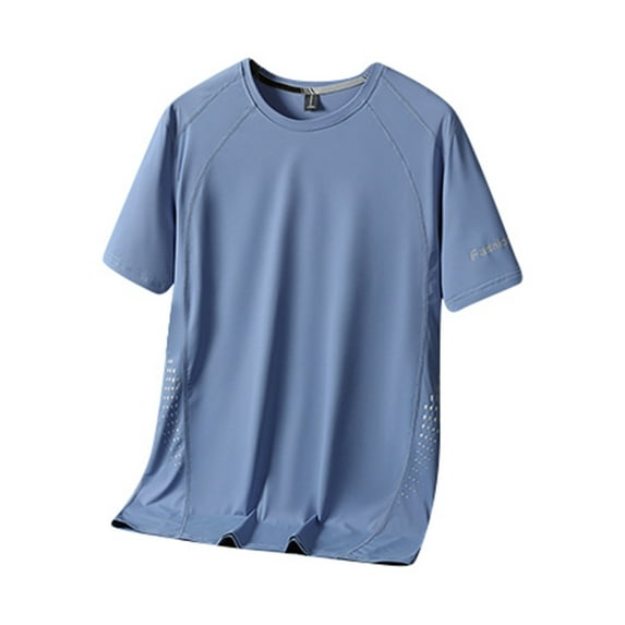 Men's Thin Ice Silk Short Sleeve T-Shirt - Quick Drying, Breathable, Skin-Friendly, Lightweight Nylon Spandex - Casual Sports - Sizes L-XXXXXL