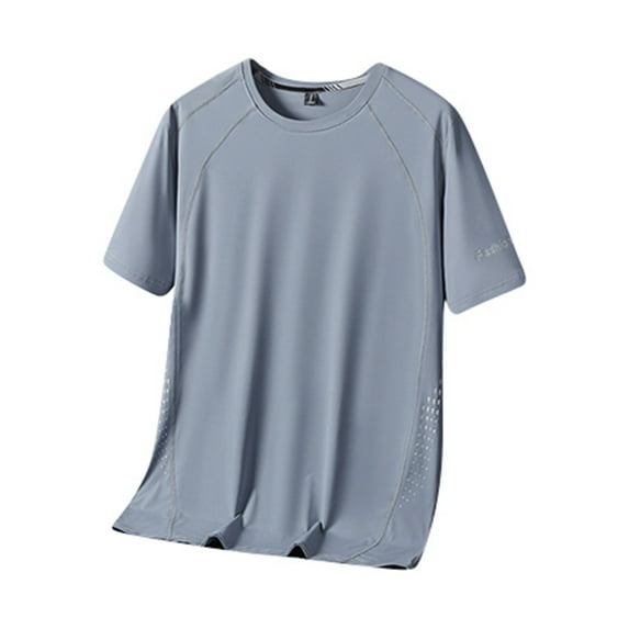 Men's Thin Ice Silk Short Sleeve T-Shirt - Quick Drying, Breathable, Skin-Friendly, Lightweight Nylon Spandex - Casual Sports - Sizes L-XXXXXL