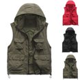 thumbnail image 1 of Men's Thin Quick Dry Hiking Vest with Hood, Mesh Lining and Multi Snap Button Pockets, Breathable Outdoor Sleeveless Jacket for Camping, Fishing and Daily Use, Big and Tall Size M-3XL Red, 1 of 4