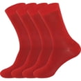 thumbnail image 1 of Men's Thin Rayon from Bamboo Fiber Moisture Wicking Luxury Antibacterial Casual Dress Mid-Calf Socks - Cherry Red - 4prs, Size 6-10, 1 of 6