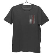 Mens Thin Red Line Flag Tee American Patriot Firefighter Support Shirt Dark Heather - Chest & Back, 3X-Large