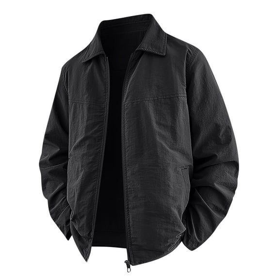 Men's Thin Solid Color Long Sleeve Coat Oversize Loose Casual Zip Up Lightweight Jacket