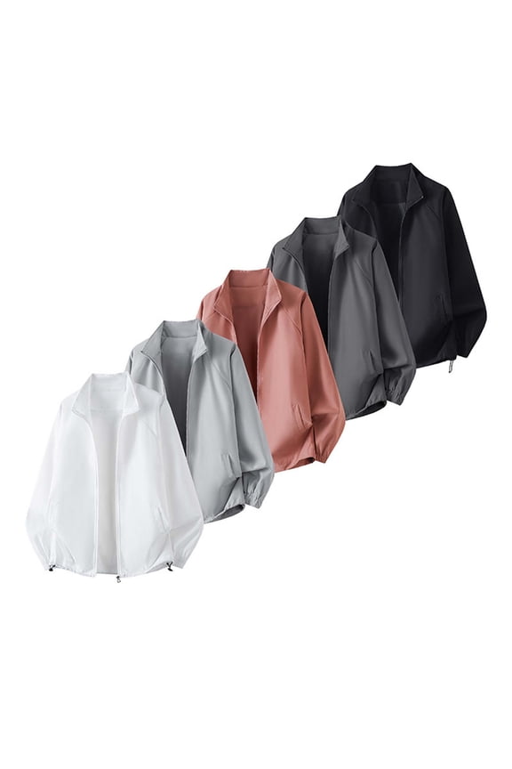 Men's Thin Sports Jacket Windbreaker Coat with Multi-Pocket Standing Collar Loose Fit Casual Outdoor Mountaineering Hiking Fishing Golf for Daily Wear | Ihhxva,White 2XL