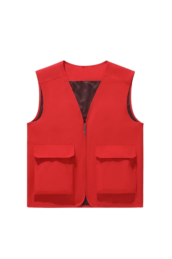 Men's Thin Sports Multi-bag Mountaineering Outdoor Sleeveless Cargo Vest Jacket Loose Casual Outwear