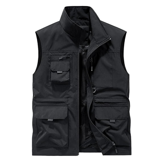 Men's Thin Sports Multi-bag Mountaineering Outdoor Sleeveless Cargo Vest Jacket Loose Casual Outwear
