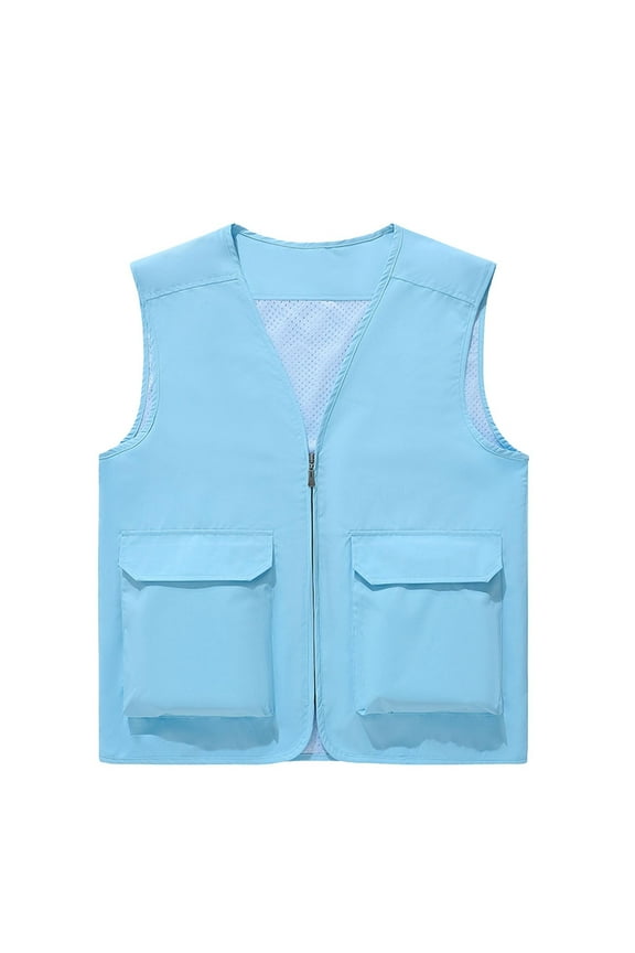 Men's Thin Sports Multi-bag Mountaineering Outdoor Sleeveless Cargo Vest Jacket Loose Casual Outwear