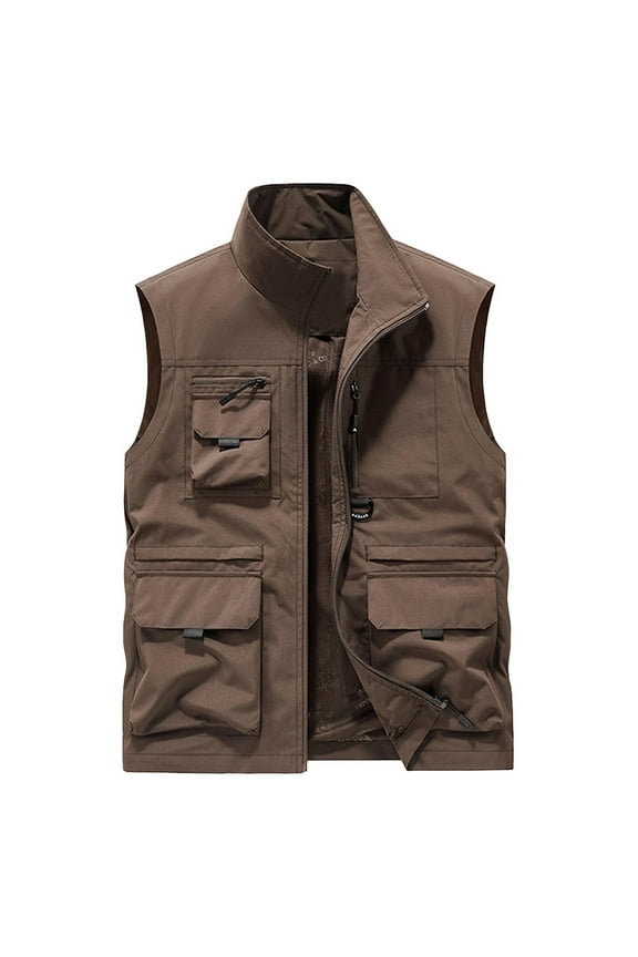Men's Thin Sports Multi-bag Mountaineering Outdoor Sleeveless Cargo Vest Jacket Loose Casual Outwear
