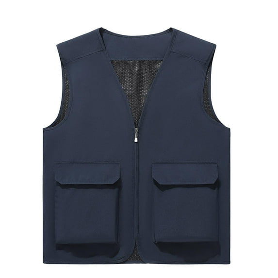 Men's Thin Sports Multi-bag Mountaineering Outdoor Sleeveless Cargo Vest Jacket Loose Casual Outwear