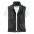 thumbnail image 1 of Men's Thin Stand Collar Vest Lightweight Outdoor Work Cargo Jacket Multi-bag Sleeveless Outwear, 1 of 3