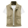 thumbnail image 1 of Men's Thin Stand Collar Vest Lightweight Outdoor Work Cargo Jacket Multi-bag Sleeveless Outwear, 1 of 3