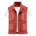 thumbnail image 1 of Men's Thin Stand Collar Vest Lightweight Outdoor Work Cargo Jacket Multi-bag Sleeveless Outwear, 1 of 3