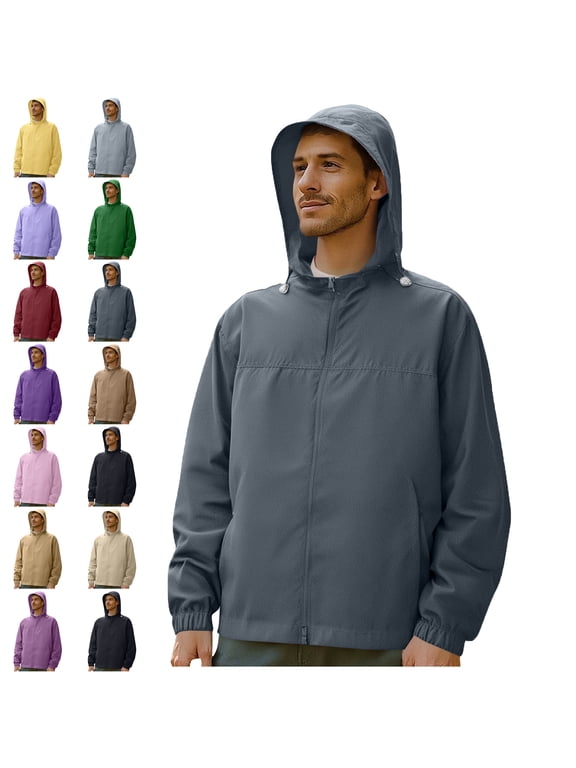 Men's Thin Style UPF50+ Sun Protection Clothing Outdoor Zipper Pockets Fitted Hooded Fishing Clothing Coat
