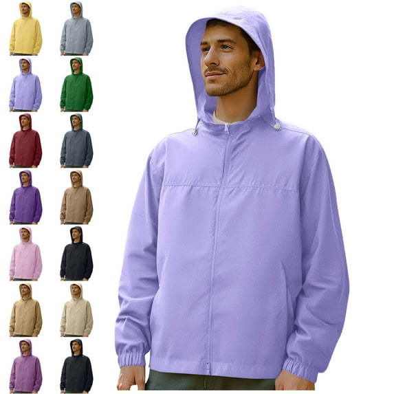 Men's Thin Style UPF50+ Sun Protection Clothing Outdoor Zipper Pockets Fitted Hooded Fishing Clothing Coat