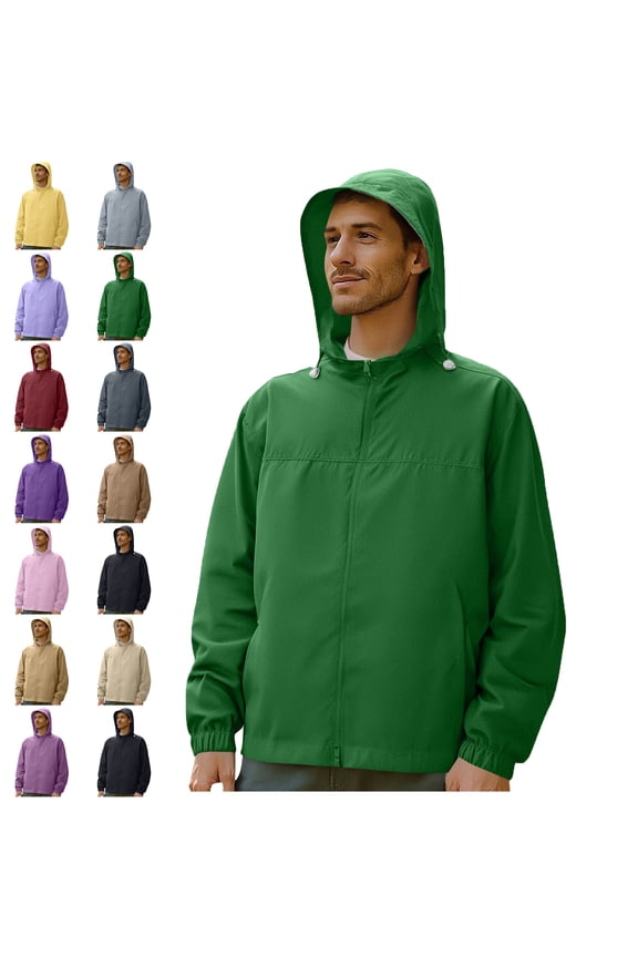 Men's Thin Style UPF50+ Sun Protection Clothing Outdoor Zipper Pockets Fitted Hooded Fishing Clothing Coat