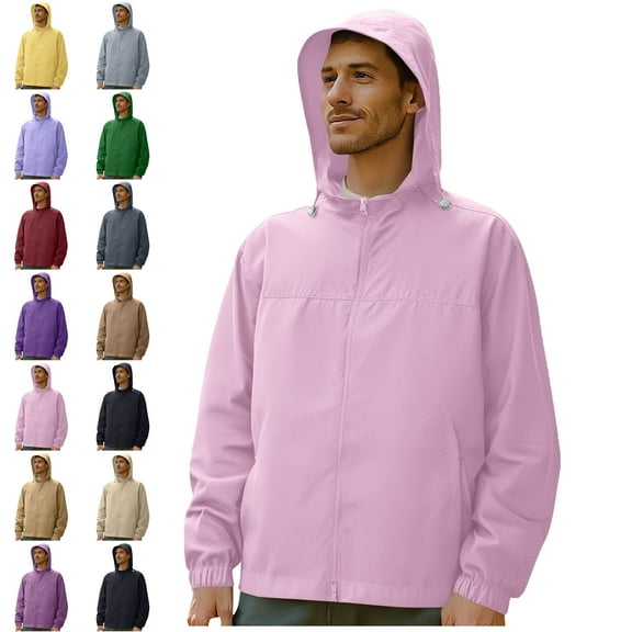 Men's Thin Style UPF50+ Sun Protection Clothing Outdoor Zipper Pockets Fitted Hooded Fishing Clothing Coat