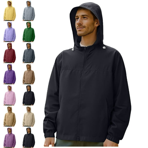 Men's Thin Style UPF50+ Sun Protection Clothing Outdoor Zipper Pockets Fitted Hooded Fishing Clothing Coat