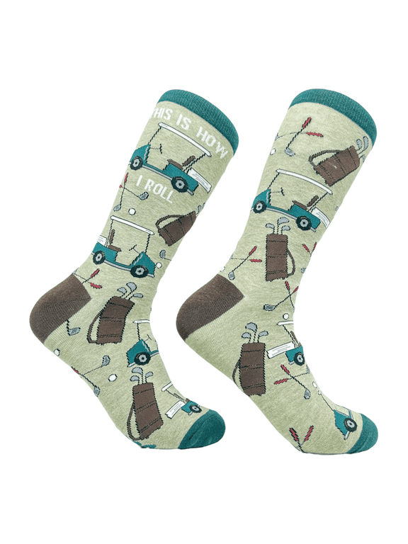 Men's This Is How I Roll Socks Funny Golf Cart Golfing Lovers Footwear