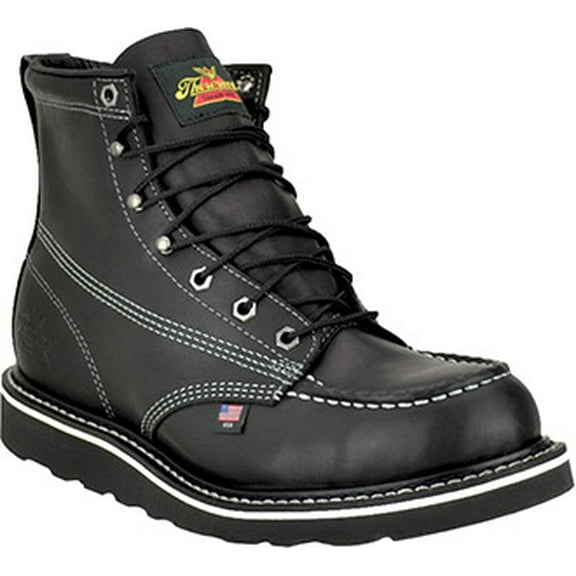 Men's Thorogood 6" American Heritage Moc Toe Wedge Sole Boot (U.S.A.) 814-6206-GWP503, Black