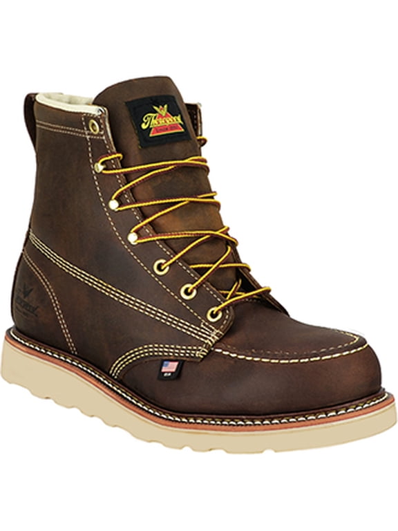 Men's Thorogood 6" Steel Toe Moc Toe Wedge Sole Boots (U.S.A.) 804-4575, Brown