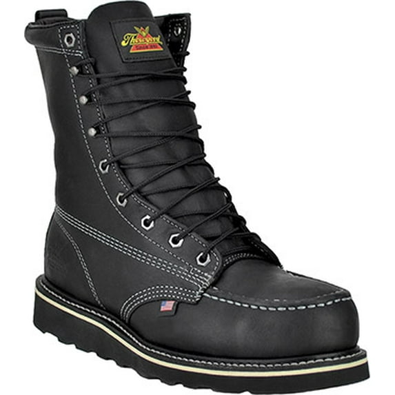 Men's Thorogood 8" Steel Toe Moc Toe Wedge Sole Boot (U.S.A.) TH804-6208-GWP504, Black