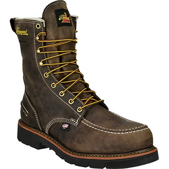 Men's Thorogood 8" Waterproof Moc Toe Work Boot (U.S.A.) 814-3890-GWP506, Dark Brown,Brown