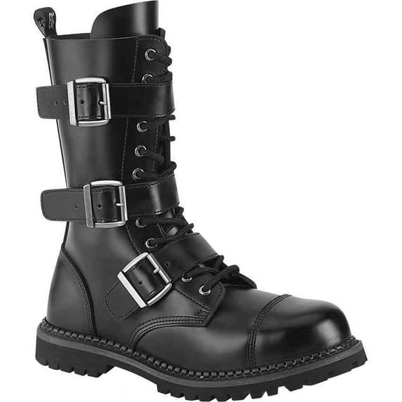 Men's Three Buckle Gothic Calf Boots, size: Mens Size 8 | Leather by Medieval Collectibles