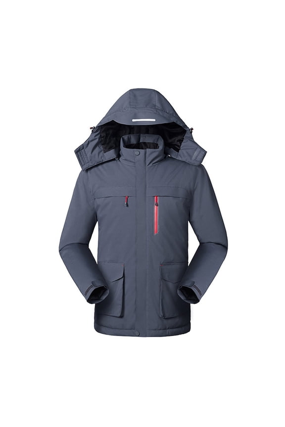 Men's Three Charging Intelligent Heating Cotton Padded Jacket Hooded Pocket Zipper Solid Leisure Travel Heating Charge Jacket Gray,XXXL