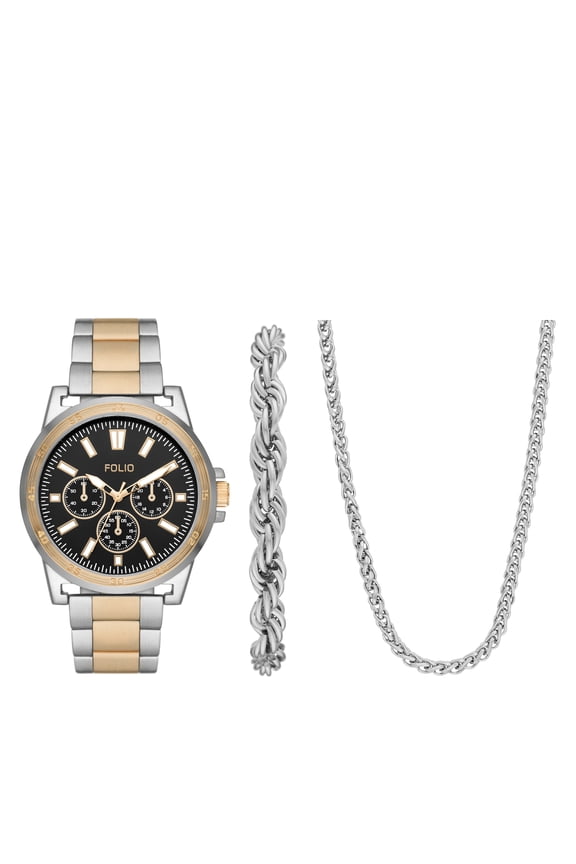 Men's Three-Hand, Silver-Tone Alloy Watch Gift Set