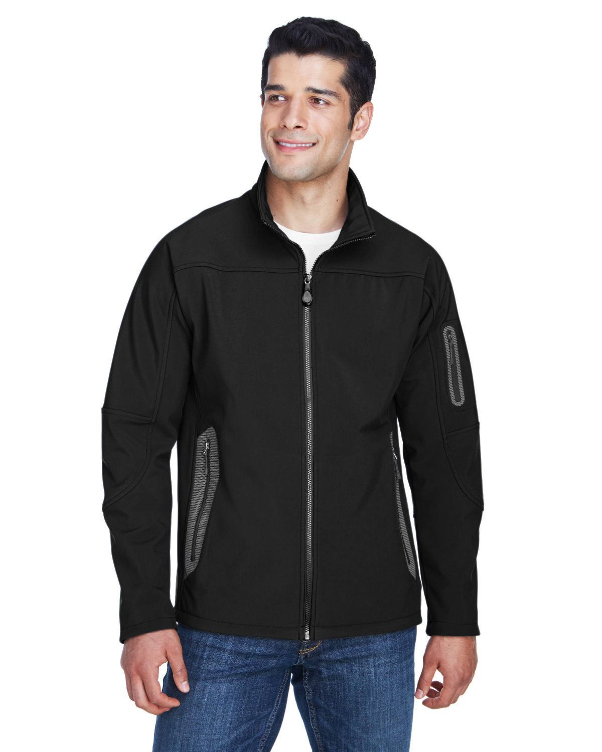 Men's Three-Layer Fleece Bonded Soft Shell Technical Jacket - BLACK - XL - image 1 of 3